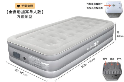 Sun Shepherd Inflatable Air Mattress - Automatic Single Double Camping Bed with Backrest