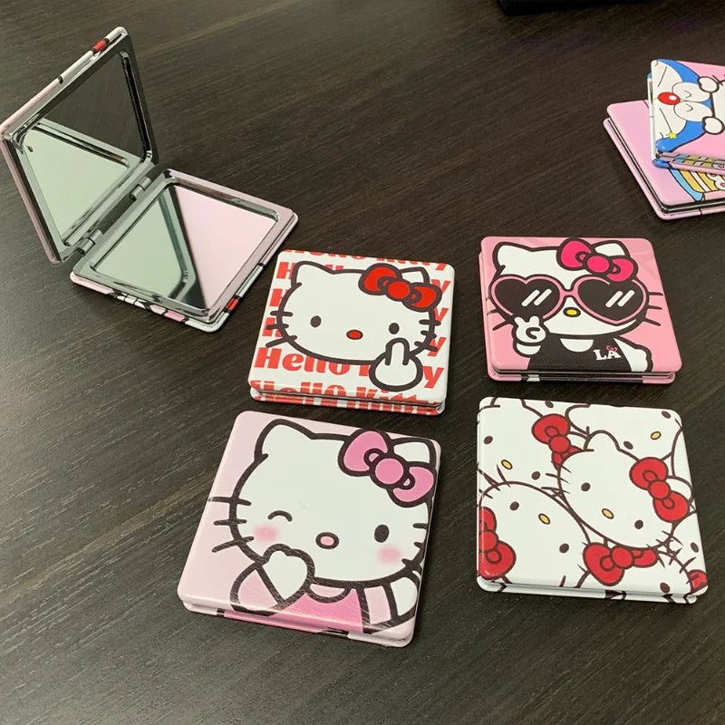 Hello Kitty Portable Small Mirror – Sanrio Folding Double-Sided Makeup Mirror, Cute Gift for Girls