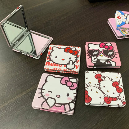 Hello Kitty Portable Small Mirror – Sanrio Folding Double-Sided Makeup Mirror, Cute Gift for Girls