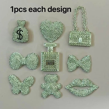 43PCS Luxury Charm Set — Diamond Bow, Perfume Bottle, Butterfly & Lip Decorations for Phone Case, Purse, and DIY Crafts