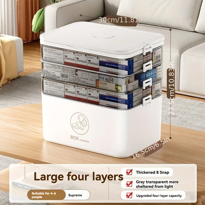 Portable Large Capacity Medicine Box – Home First Aid Kit with Multi-Layer Drug Storage for Family Emergencies