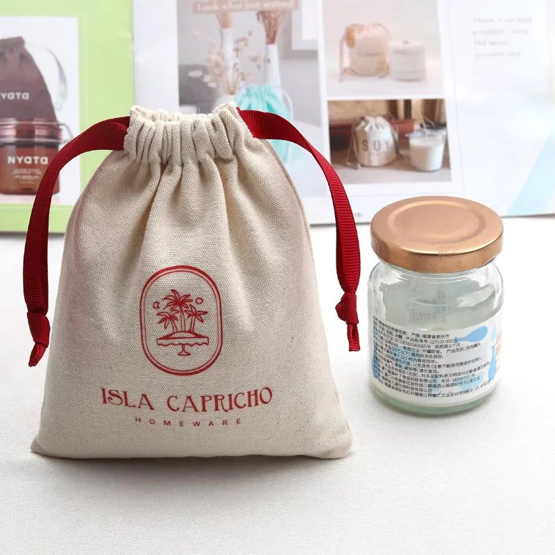 Small White Cotton Gift Bags – Custom Muslin Drawstring Pouches 5x7cm 8x10cm 9x12cm for Party, Candy, Jewelry Favor