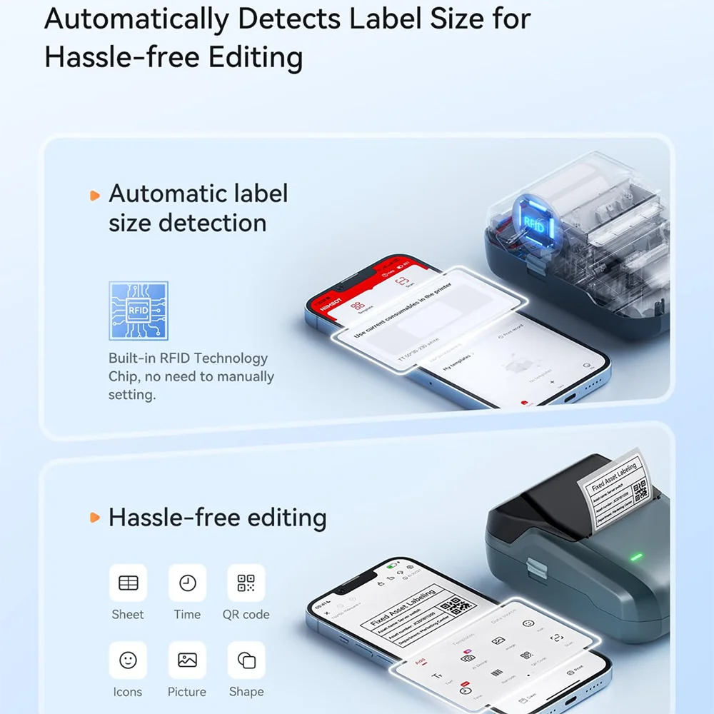 NIIMBOT B1 Portable 2-Inch Thermal Label Printer with Adhesive Tapes Bluetooth Mini Sticker Maker for Smartphone & PC