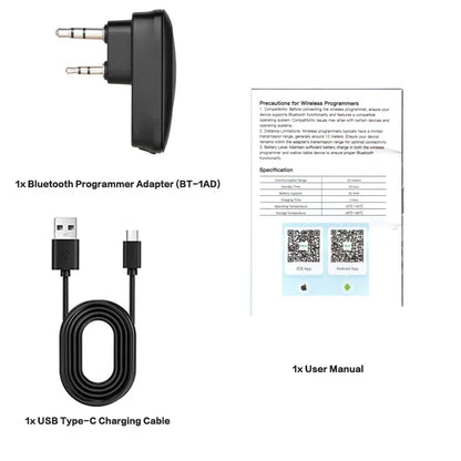 Wireless Bluetooth Walkie Talkie Programming Adapter for Baofeng UV-5R, UV-82, BF-888S & UV-5RH Two Way Radios – K-Plug Frequency Programming Tool with App Support