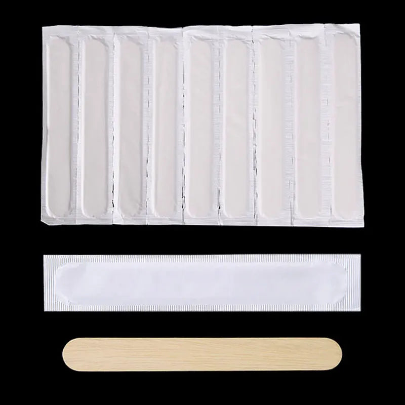 50/100PCS Disposable Tattoo Waxing Sticks - Wooden Tongue Depressor with Independent Sterilization Package