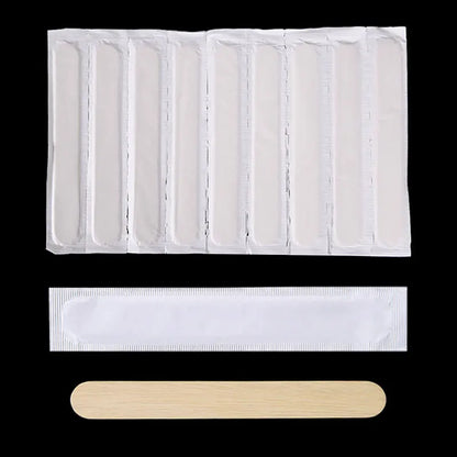 50/100PCS Disposable Tattoo Waxing Sticks - Wooden Tongue Depressor with Independent Sterilization Package