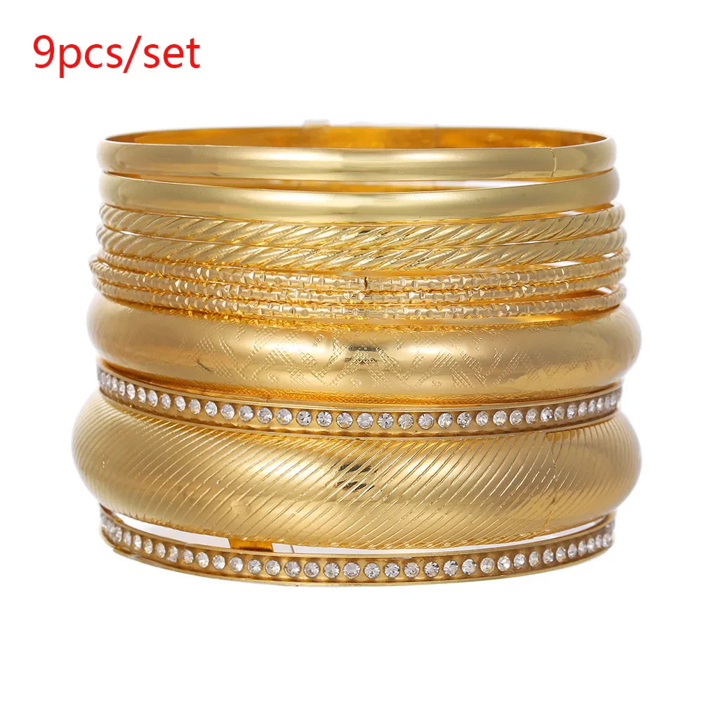 12Pcs Punk Curb Cuban Chain Bracelet Set for Women – Gold Miami Boho Thick Charm Bangles Fashion Jewelry