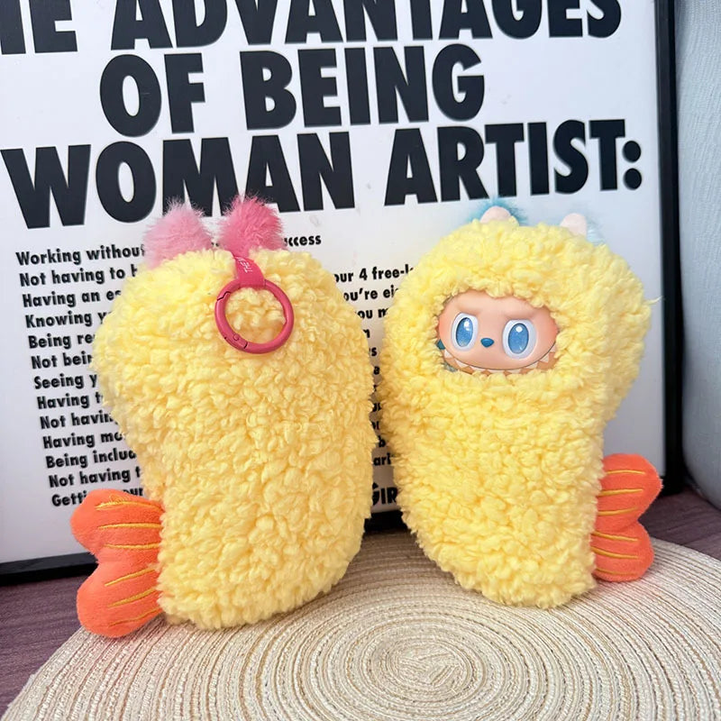 Labubu Doll Clothes – Fried Shrimp Onesie Yellow Outfit for 1st-3rd Gen 17cm Labubu Sitting Dolls Party Wear