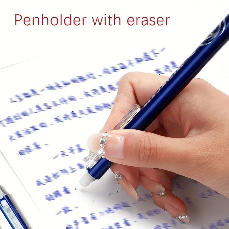 0.5mm Press-Type Erasable Gel Pens – Black & Blue Ink, Washable, Super Capacity Refills, Smooth Writing Bullet Pen