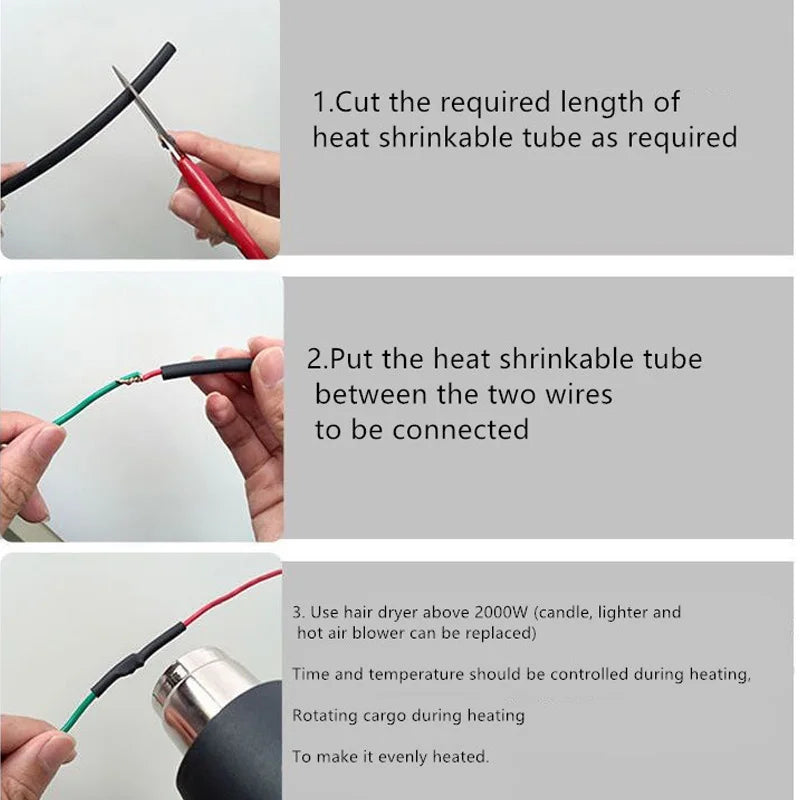 5/1 Meter Black Heat Shrink Tubing - 1mm to 6mm Sizes for Electrical Insulation and Protection