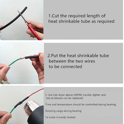 5/1 Meter Black Heat Shrink Tubing - 1mm to 6mm Sizes for Electrical Insulation and Protection