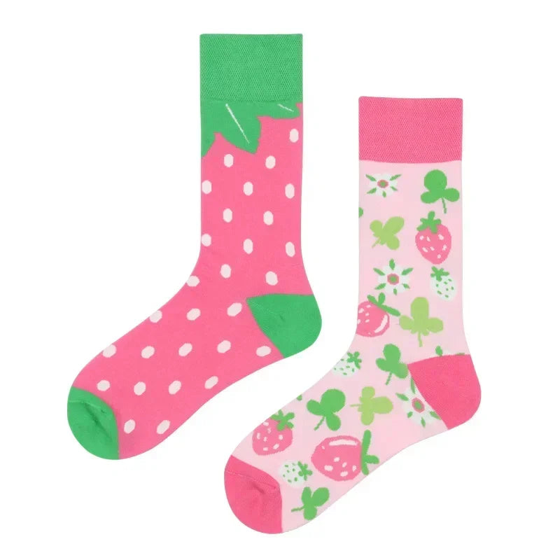 WY_New Asymmetrical Couples Mandarin Ducks Cotton Socks – Fashion Sports Colorful Medium & High Sleeve Unisex Crew Socks, Trendy Couple Gift Socks