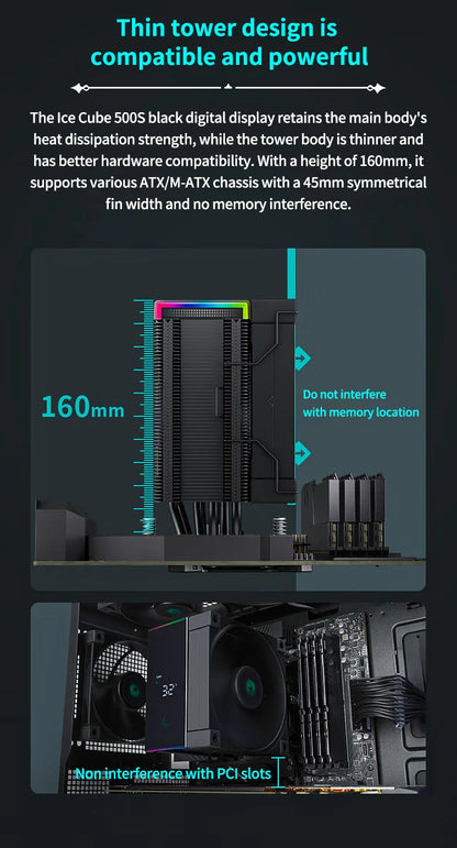 DeepCool AK500S CPU Cooler – Digital Display, 5 Heat Pipes, 240W TDP, 120mm FDB Silent Air Cooler Heatsink