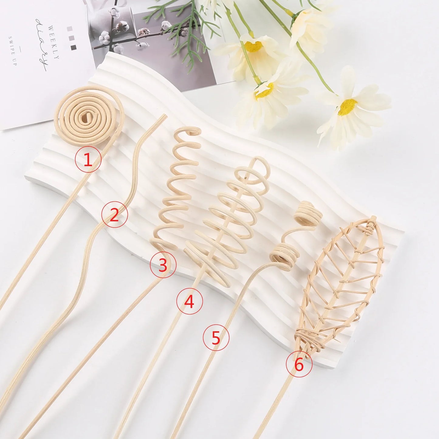 6PCS/9PCS Artificial Flower Rattan Reed Diffuser Sticks – Floral Aroma Refill for DIY Fragrance