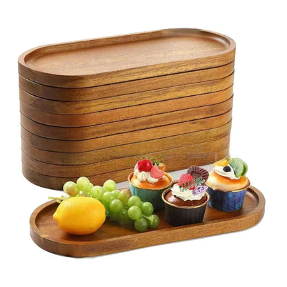 Solid Wood Round Dessert Plate – Japanese-Style Wooden Tray for Snacks, Dried Fruit & Tableware