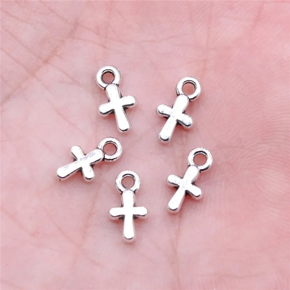 40Pcs Alloy Cross Charms - 10x6mm DIY Jewelry Pendants for Bracelets, Necklaces & Crafts