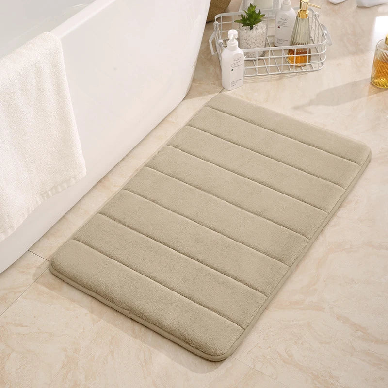 Coral Velvet Bathroom Mat - Anti-Skid Absorbent Toilet & Bathtub Floor Mat, Entrance Rug