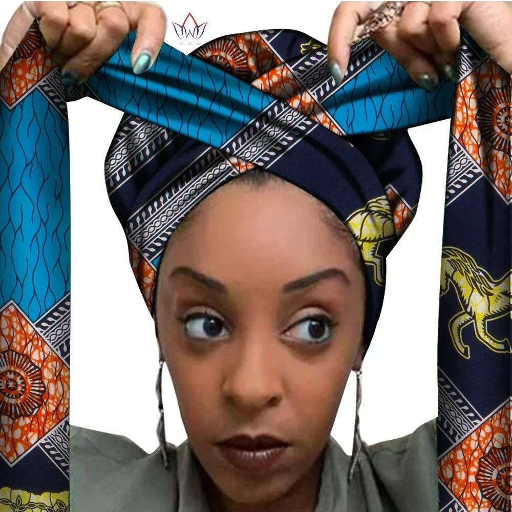 African Print Bonnet with Long Ribbon - Large Size Ankara Hair Wrap Cap for Women, Single Layer Head Cover