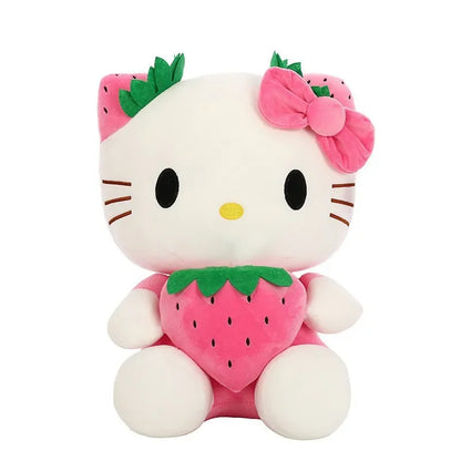 22cm Sanrio Kawaii KT Cat Plush Toy – Strawberry Plush Doll, Home Decor & Birthday Gift for Girls