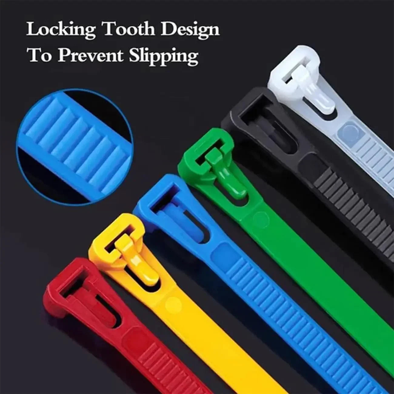100/1000pcs Reusable Nylon Cable Ties – Adjustable Self-Locking Zip Tie Straps for Cord Organization & Binding