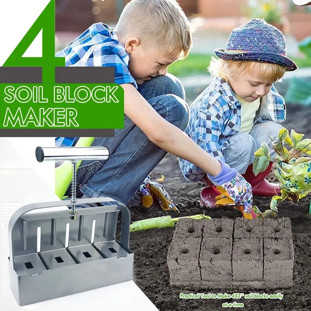 Handheld Seedling Soil Block Maker – 2 Inch Soil Blocking Tool for Greenhouse and Garden Seedlings
