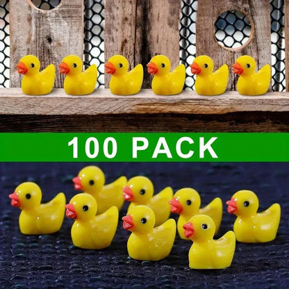 200pcs Mini Resin Yellow Ducks – Tiny Duck Figures for Garden Crafts, Fairy Landscape Decoration, and Miniature Plant Scenes