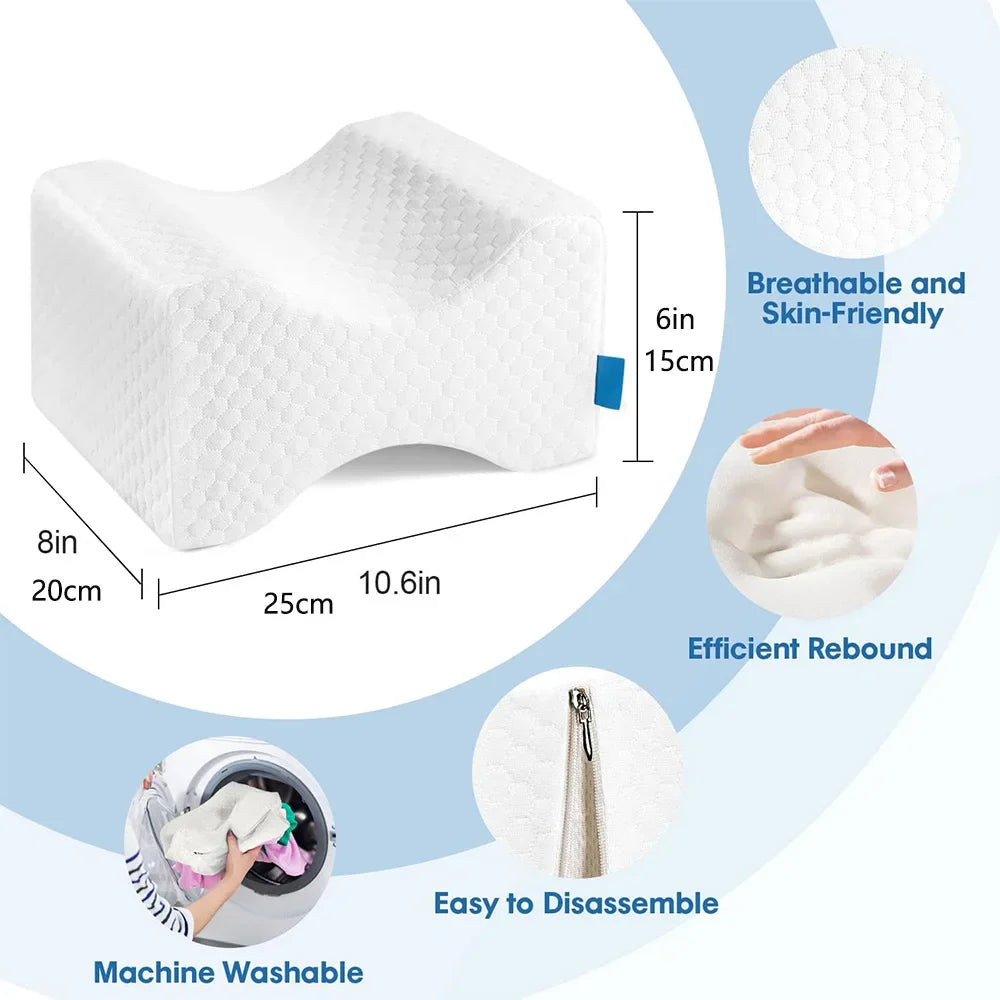 Memory Foam Leg & Knee Pillow – Side Sleeping Support with Removable, Washable Cover
