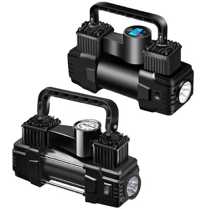 12V 150PSI Mini Air Compressor – Dual Cylinder Heavy Duty Tire Inflator with LED Light, Car Electric Pump