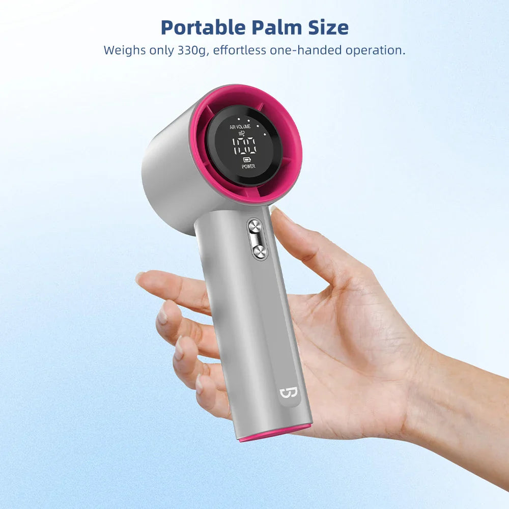 Mini Rechargeable Handheld Fan — Strong Wind with 100-Speed Digital Display