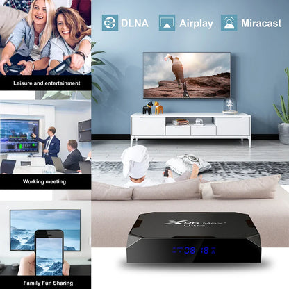 X96 Max Plus Ultra TV Box — Android 11 Amlogic S905X4 4GB RAM 32GB Storage, 8K AV1 WiFi Bluetooth Media Player