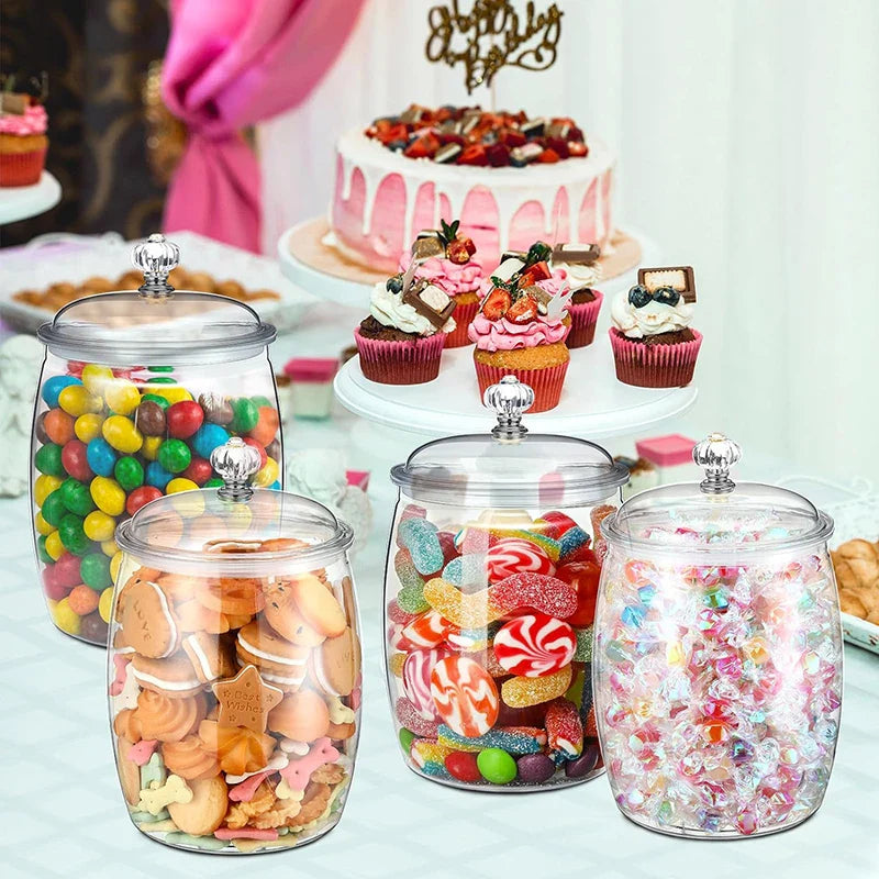 Plastic Food Storage Jar with Airtight Lid - 2.2/3.8/6.5L Flour, Grains, Candy & Cookie Canister