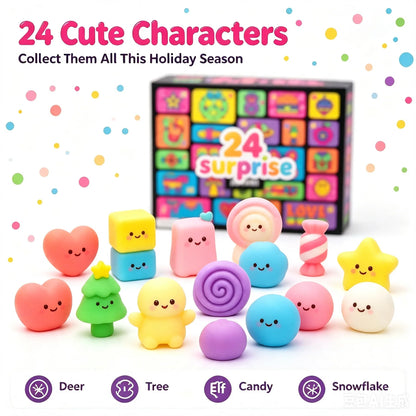 24PCS Squishy Fidget Advent Calendar - Cute Slow-Rebound Anxiety Relief Mystery Gift Box