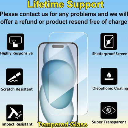 Clear Tempered Glass Screen Protector for iPhone 17, 16, 15 Pro Max, 14, 13, 12, 11 & iPhone 13 Mini 16 Plus
