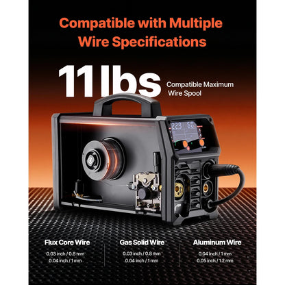 VEVOR 5-in-1 200A MIG Welder – Gas/Flux Core MIG, Stick, Lift TIG, AU TIG with LCD Display