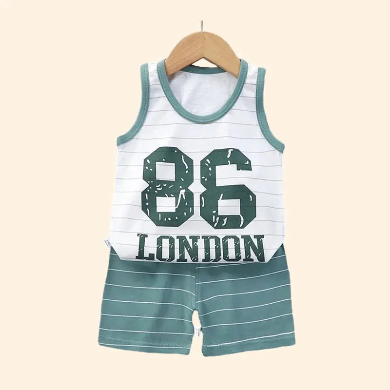 Children's Summer Clothing Set – Cotton T-shirt, Tank Top & Shorts, Boys & Girls Vest Suit
