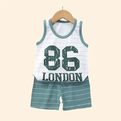 Children's Summer Clothing Set – Cotton T-shirt, Tank Top & Shorts, Boys & Girls Vest Suit