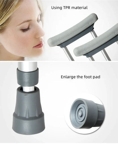 Aluminum Alloy Detachable Foldable Underarm Crutches — Armpit Walking Stick Mobility Aid for Elderly & Disabled