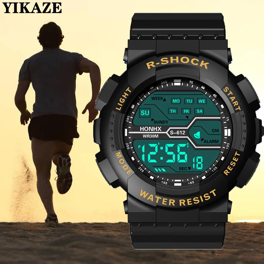 Outdoor Sports Watch for Men – Multifunction LED Digital Wristwatch with Large Screen, Waterproof & Luminous Military Design