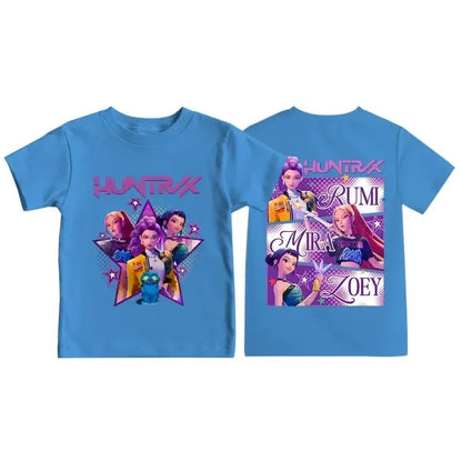 2025 KPop Demon Hunters Graphic T-Shirt – Summer Kids Short Sleeve Top for Girls and Boys, Comfortable Movie-Inspired Tee