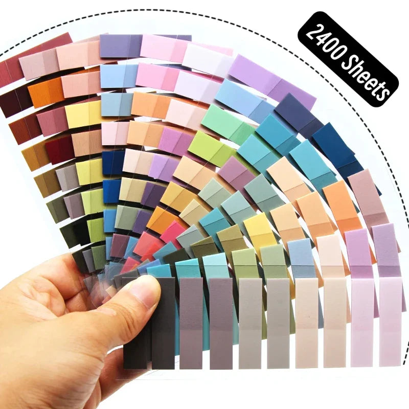 2400PCS Transparent Colorful Sticky Notes – Self-Adhesive Index Memo Pads for Office, School & Creative Stationery Use