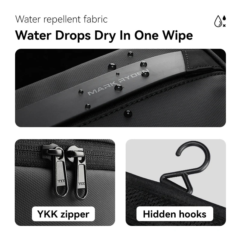 Men's Travel Toiletry Bag: Business Trip Essentials, Dry-Wet Separation, Waterproof Makeup Storage, Fitness & Bath Bag - L_MR86 Wash Bag