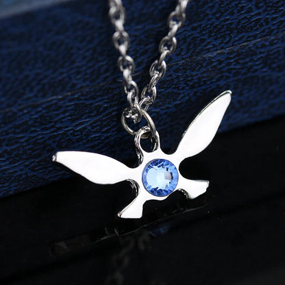 Silver Butterfly Crystal Necklace – Unisex Cosplay Jewelry Gift for Women & Men