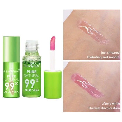 Natural Aloe Essence Lip Gloss – Moisturizing, Color-Changing, Waterproof & Long-Lasting Lip Care Lipstick