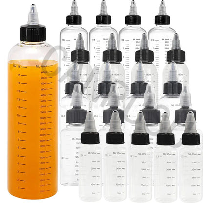 30ml-500ml Empty Hair Dye Bottles — Measured Twist Cap Refillable Squeeze Containers