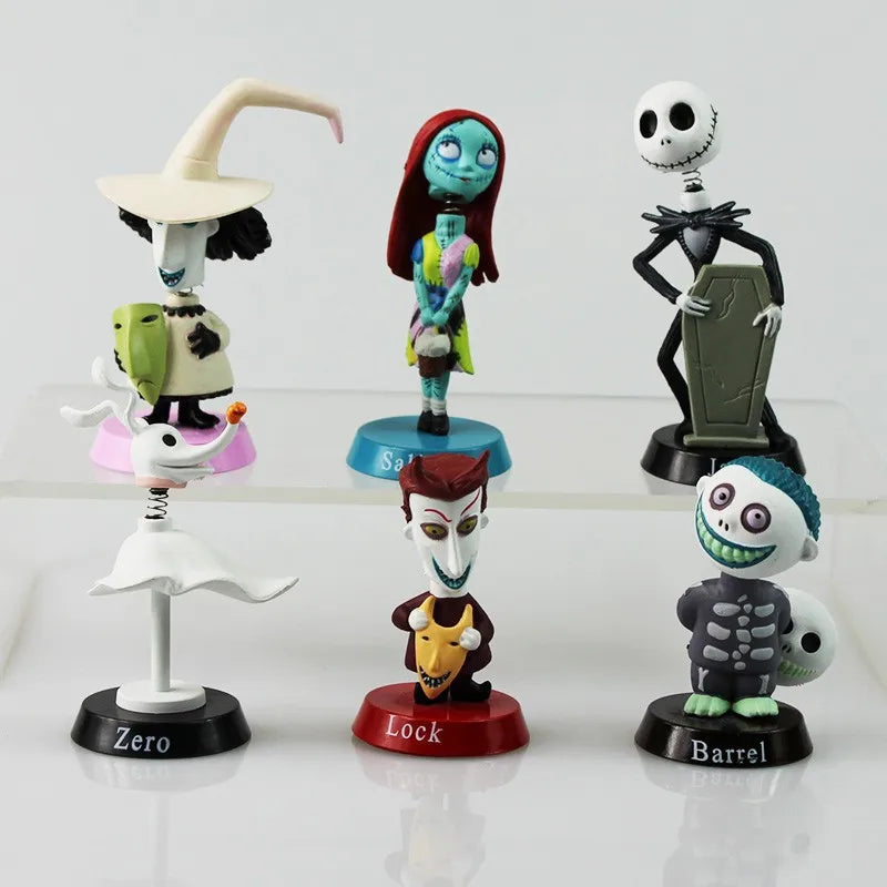 Nightmare Before Christmas & Freddy Krueger Bobble Head Dolls — Jack Skellington PVC Action Figure Collectible Toy
