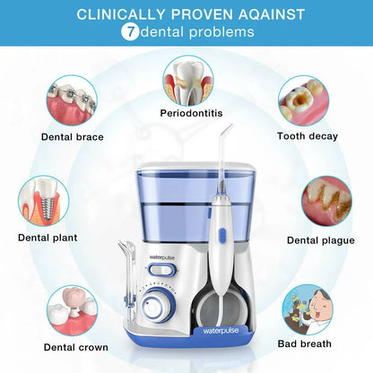 Waterpulse V300G Oral Irrigator: Electric Dental Water Flosser with 5 Tips - 800ml Capacity for Oral Hygiene & Care