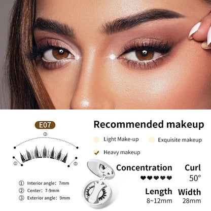 Brown Magnetic False Eyelashes – Natural, Lightweight Eye Makeup Set with Applicator & Carry Box