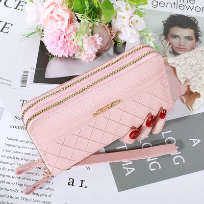 Long Women’s PU Leather Wallet – Double Zipper Tassel Clutch with Coin Purse & Card Holder