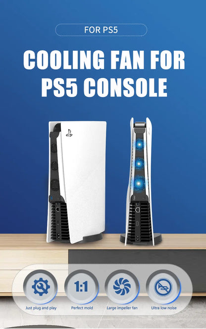 REMANK PS5/PS5 Slim Cooling Fan System – LED Light Cooling for Disc & Digital Console