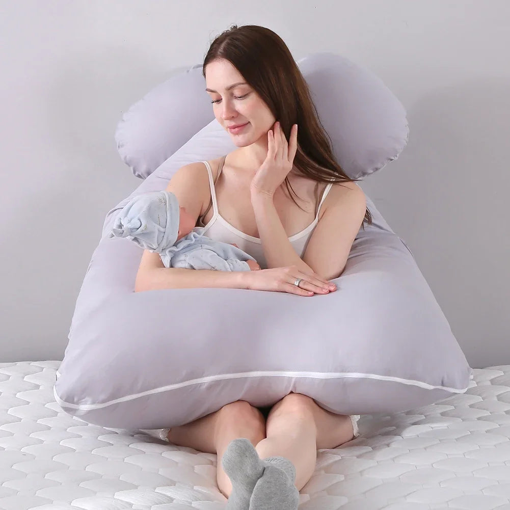 Pure Cotton U-Shaped Maternity Pillow Case – Pregnancy Pillow Cover for Women